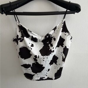SHEIN Black and White Cow Print Cropped Camisole